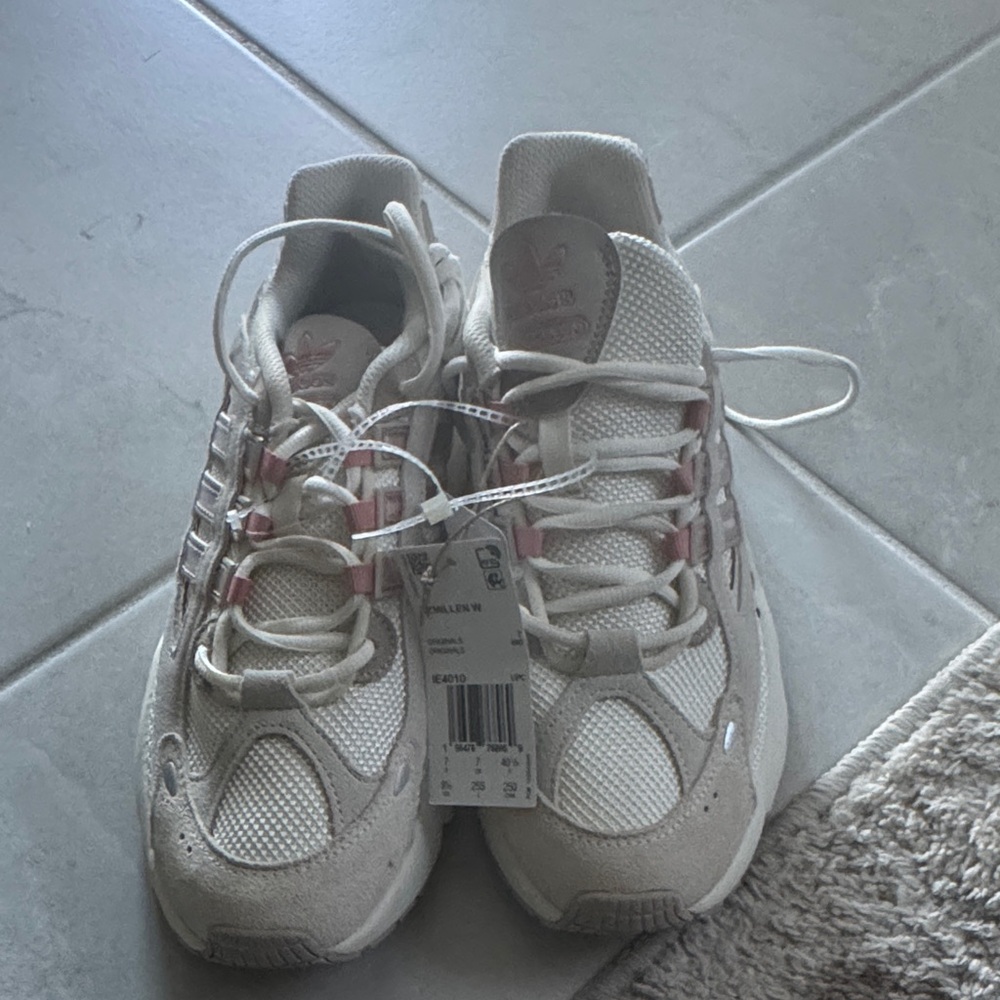 Adidas Cream and Pink Athletic Shoes
